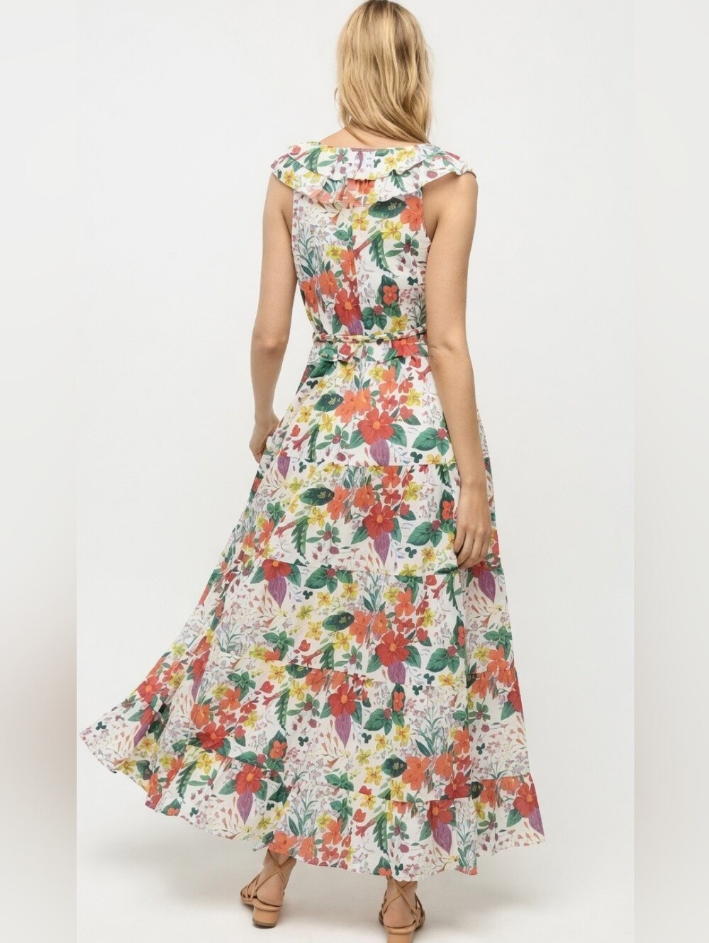 NWT J.Crew Ruffle-front Maxi in Ratti Island Botanical Print Cotton Dress 8 - Picture 2 of 7